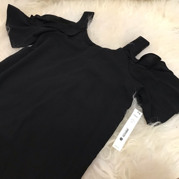 AQUA Ruffled Cold Shoulder Cocktail Dress - Picture 3 of 6